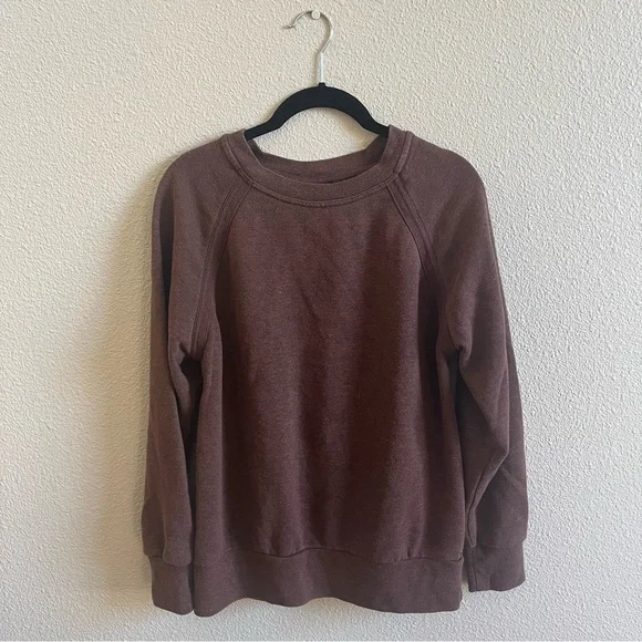 Prana Yoga Women’s Cozy Up Brown Pullover Crewneck Sweatshirt Small - Picture 3 of 8
